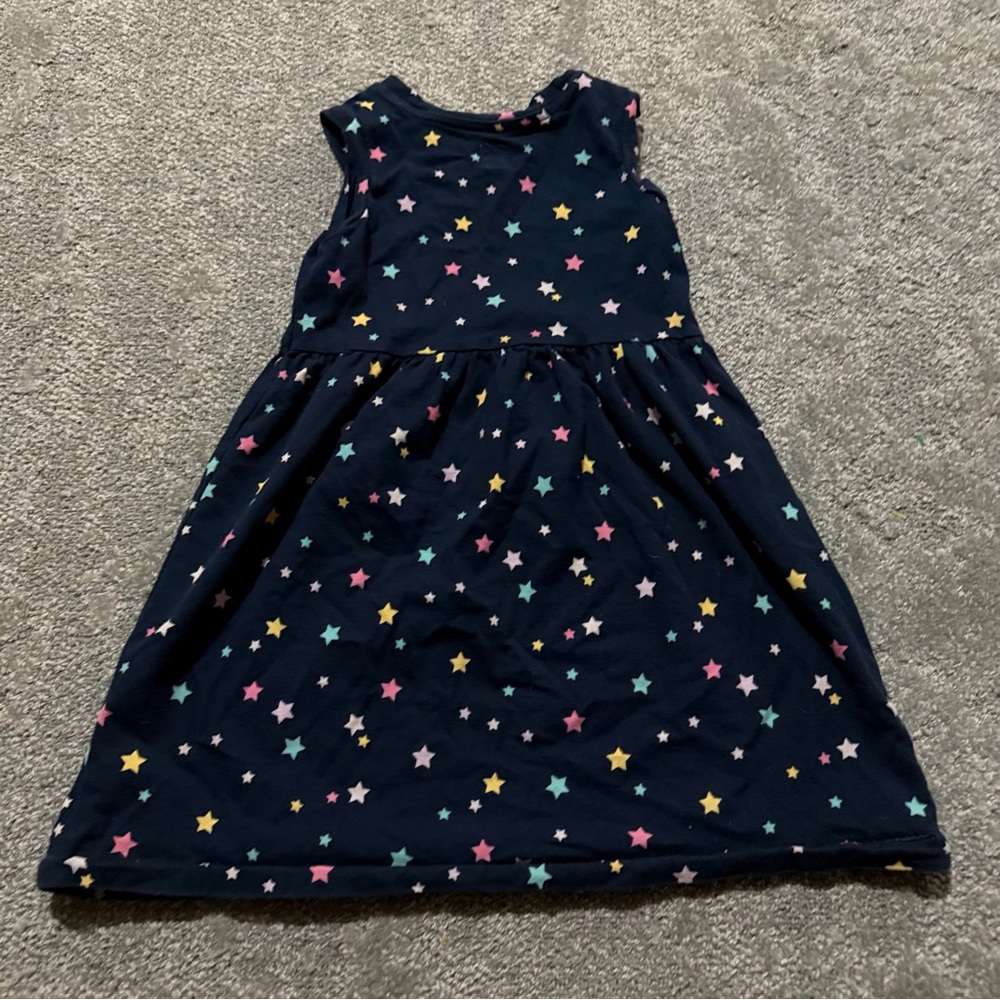 GAP kids navy‎ blue sleeveless dress with multicolored stars all over size 5 - Picture 6 of 6